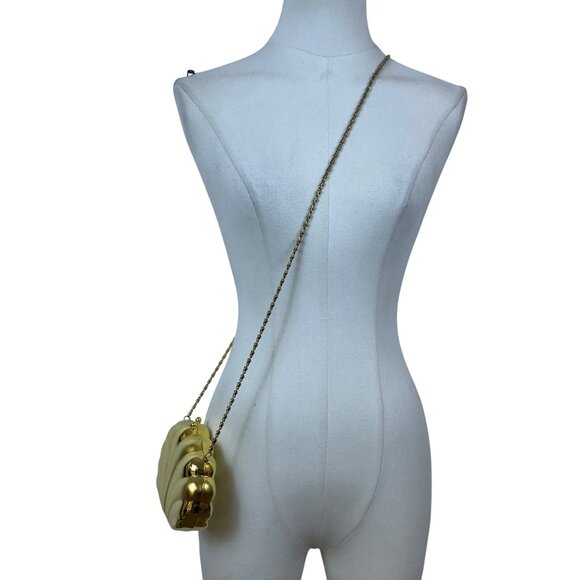 Carla Marchi Women’s Gold Metal Shell & Black Lining Convertible Crossbody Bag - Picture 11 of 12